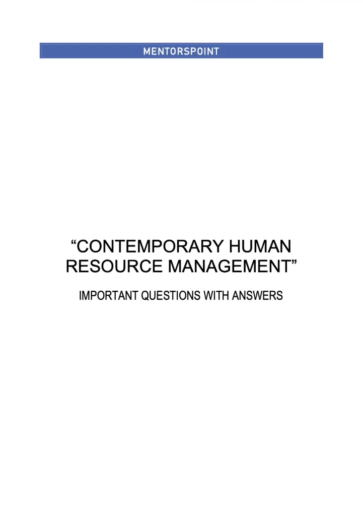 CONTEMPORARY HUMAN RESOURCE MANAGEMENT (CBM_HR_M2_CHRM)