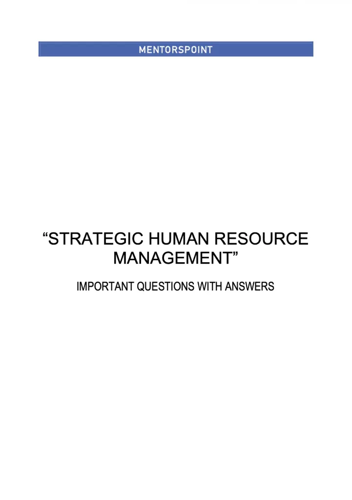 STRATEGIC HUMAN RESOURCE MANAGEMENT (CBM_HR_M3_SHRM)