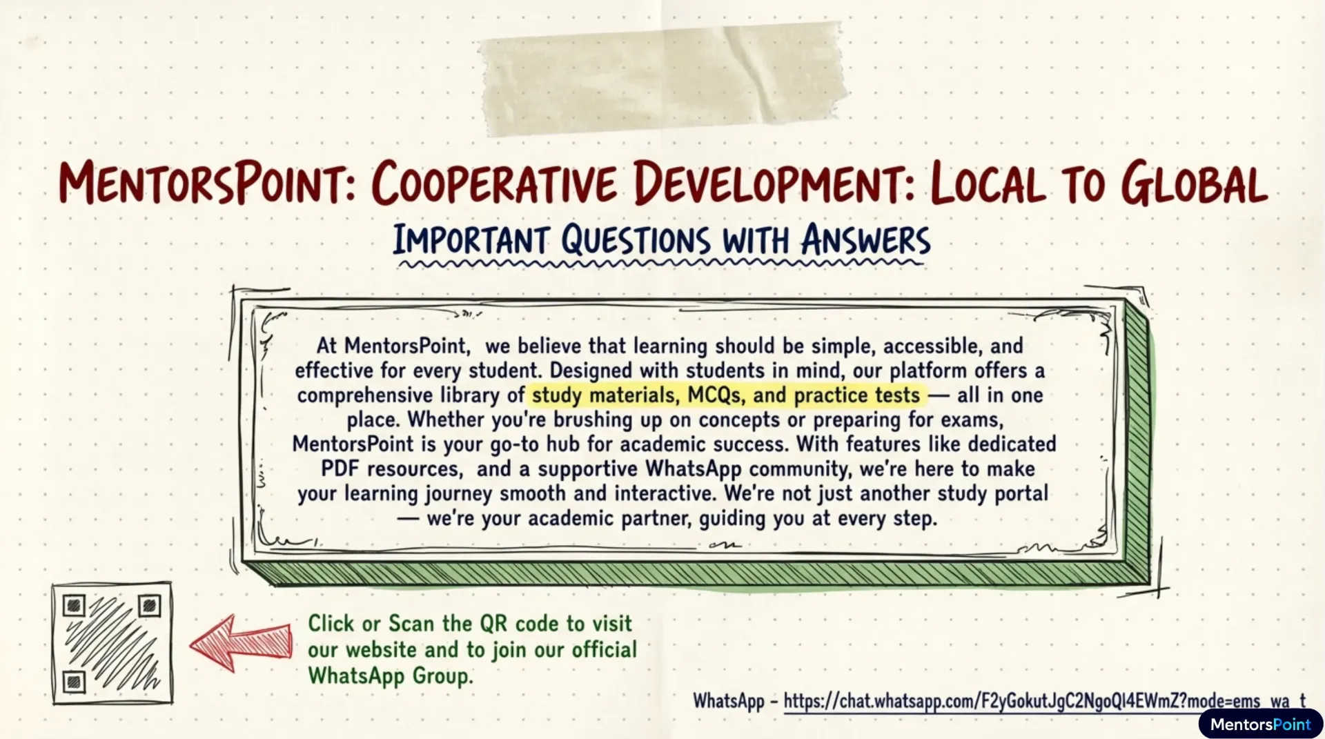 "COOPERATIVE DEVELOPMENT: LOCAL TO GLOBAL" (One Shot Summary) (CPR_E1_CD_LOCAL TO GLOBAL)