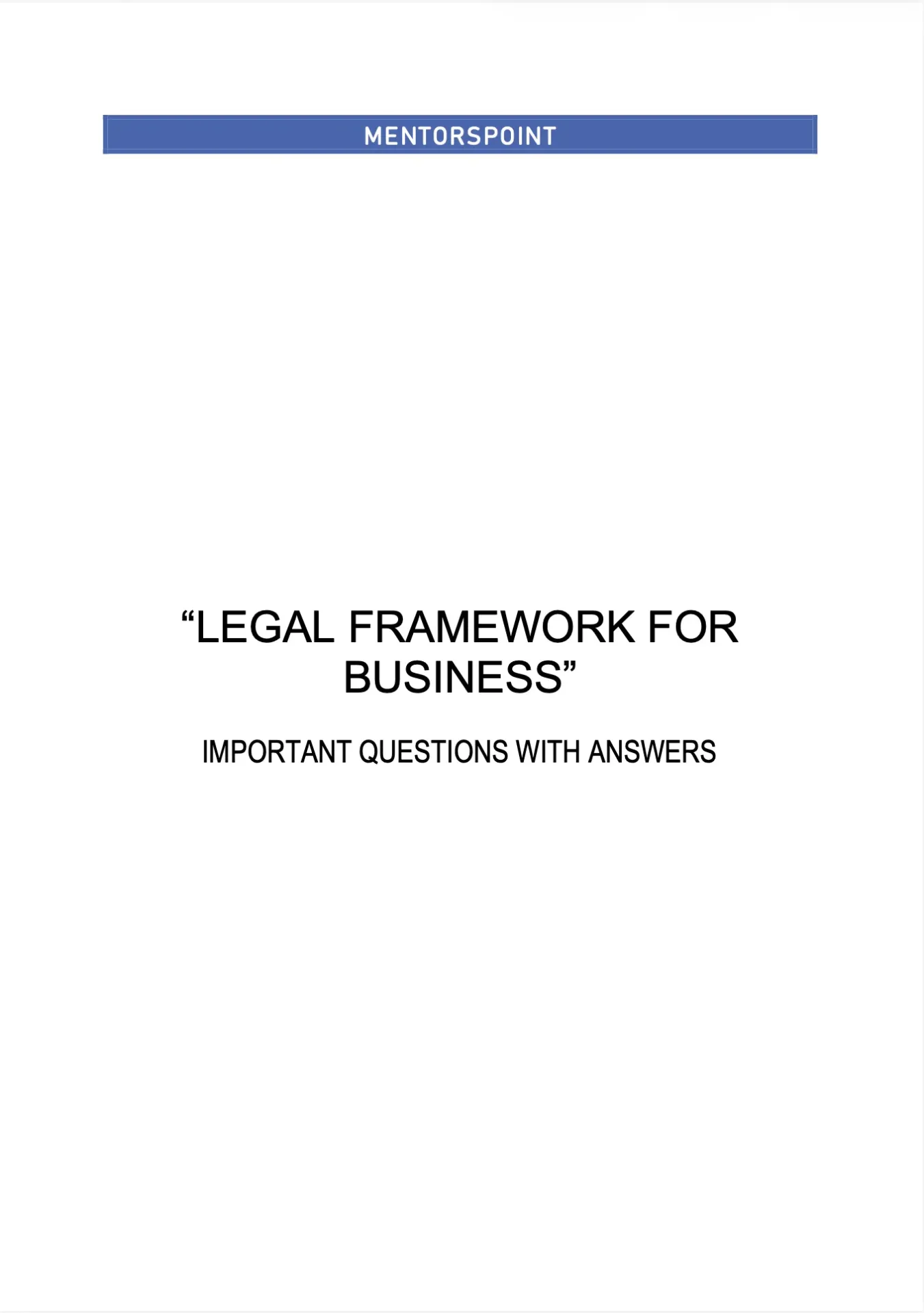 LEGAL FRAMEWORK FOR BUSINESS (Q&A)
