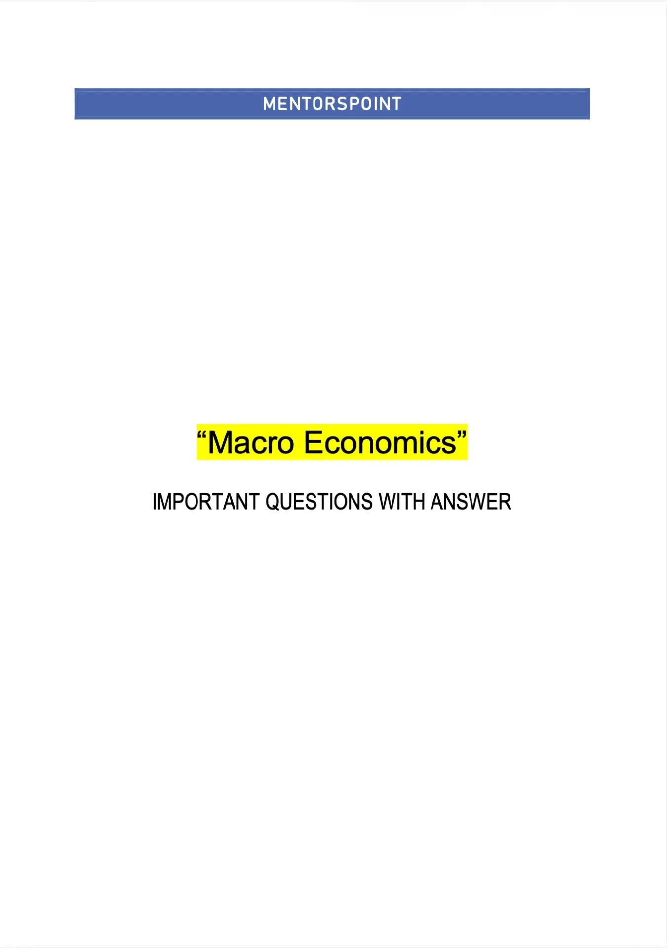 Macro Economics (Q&A)