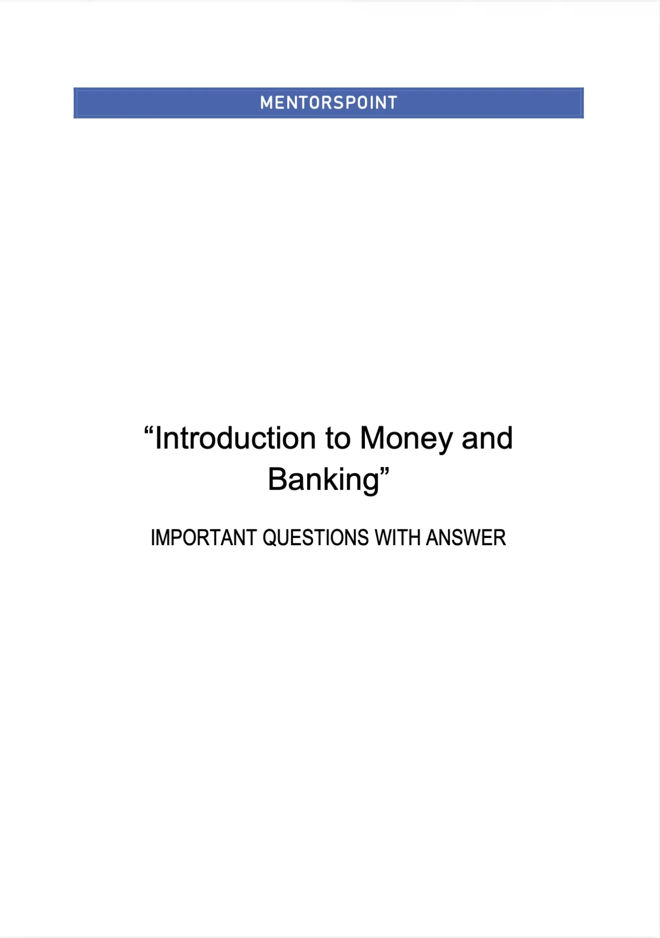 Introduction to Money and Banking (Q&A)
