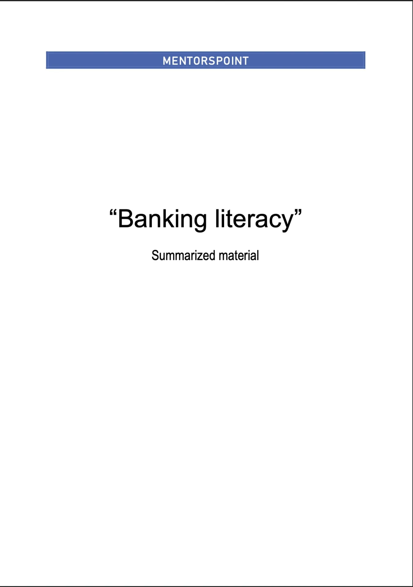 Banking Literacy (reference material)
