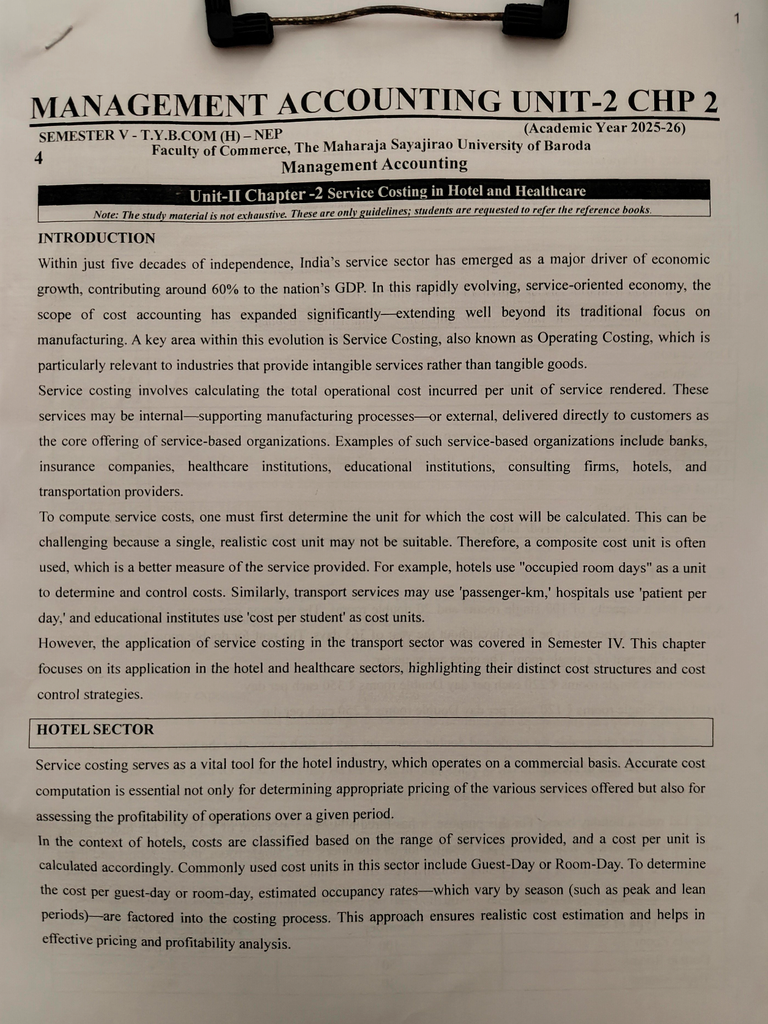 Management Accounting (Unit 2, Ch 2)